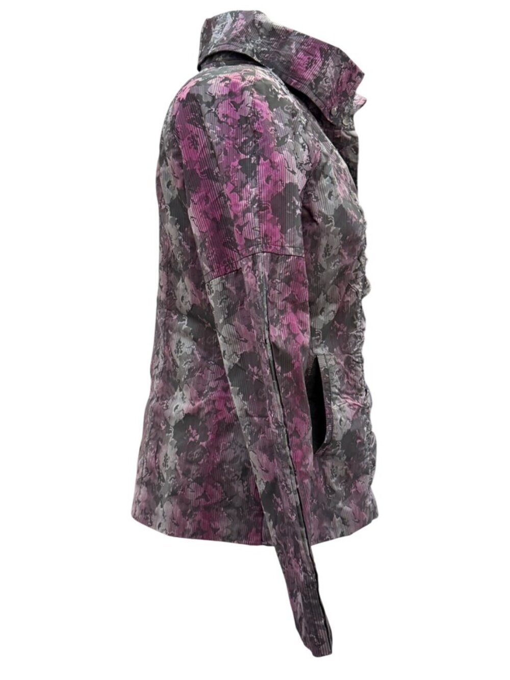 Womens Ruched Jacket Size Large Metallic Purple & Black Picadilly Fashions - Picture 7 of 16